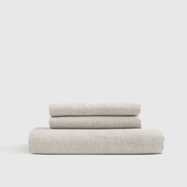 European Linen Sheet Set in Natural Chambray | Queen w/o Flat Sheet