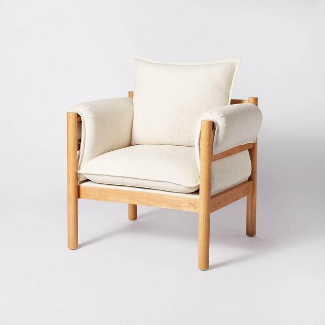 Arbon Wood Dowel Accent Chair with Cushion Arms Natural Linen - Threshold™ designed with Studio McGee