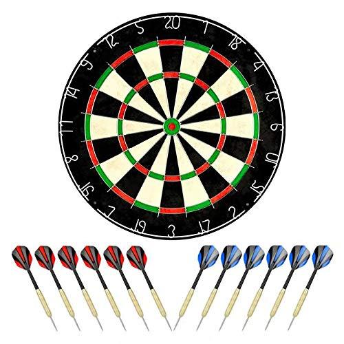 LinkVisions Dartboard with Staple-Free Bullseye, 18g Steel Tip Darts Set,12 Steel Tip Darts 18g, Dartboard Mounting Kits Included