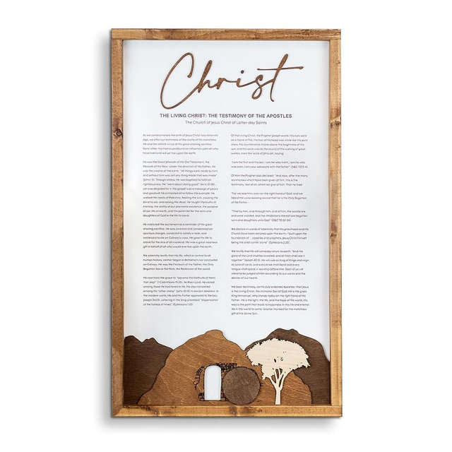 The Living Christ: A Testimony of the Apostles | Framed Scenic Sign with Multi-layered Scenes | Church of Jesus Christ LDS Wall Art | Framed Christ LDS Art | LDS Gifts | Inspirational Religious Artwork |12"x20"