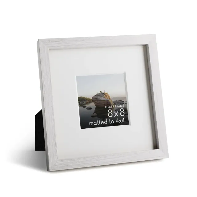 Haus and Hues Oak Picture Frame with Glass, White, 8x8
