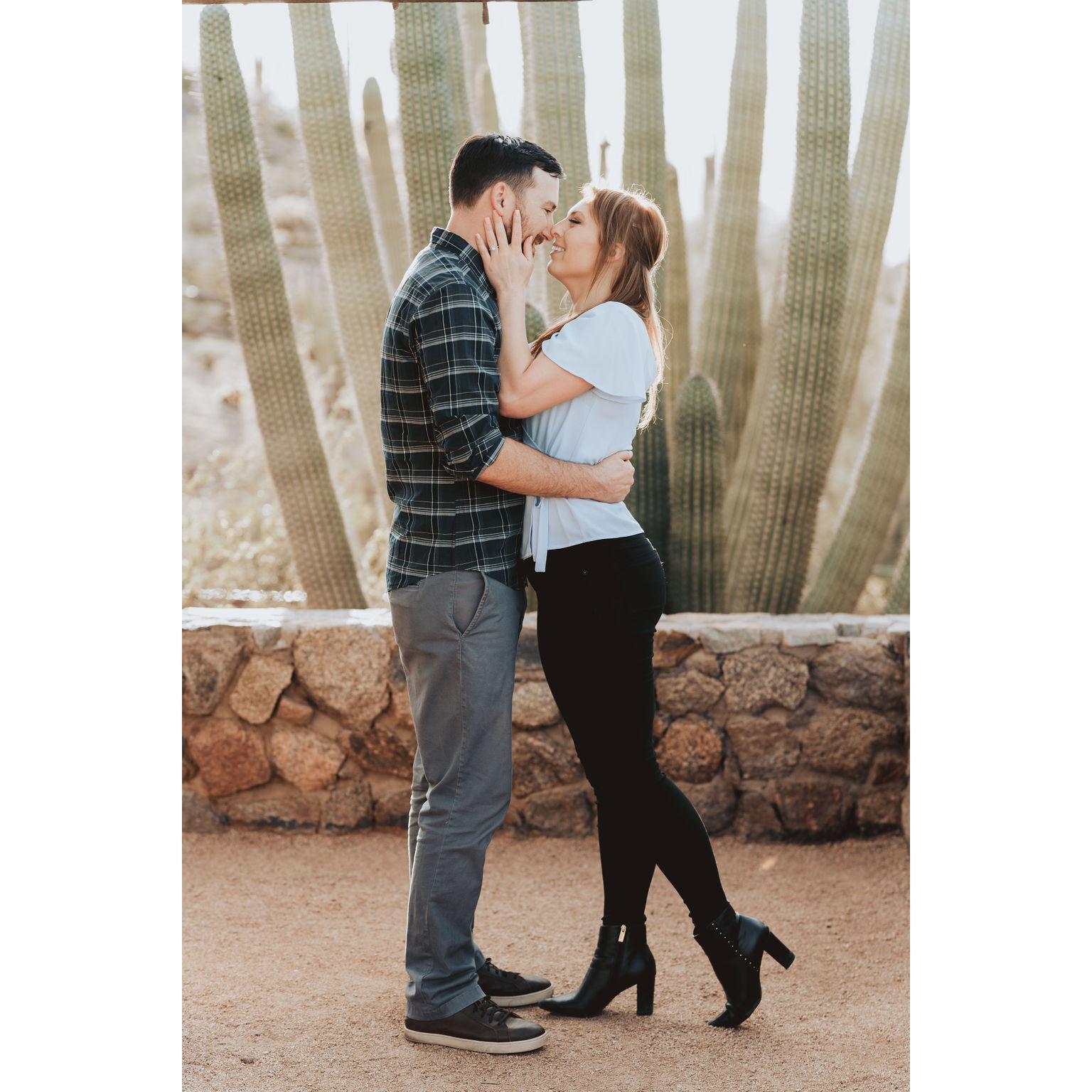 Engagement photos at the Desert Botanical Gardens