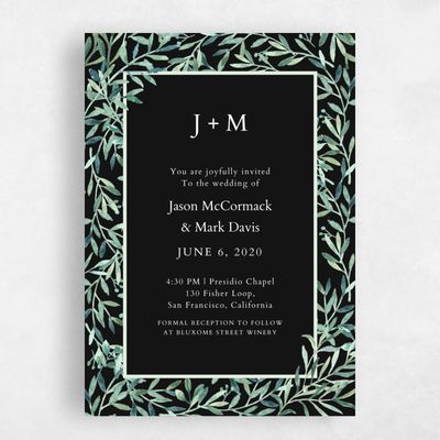Black Wedding Invitation - Eastwick Frame