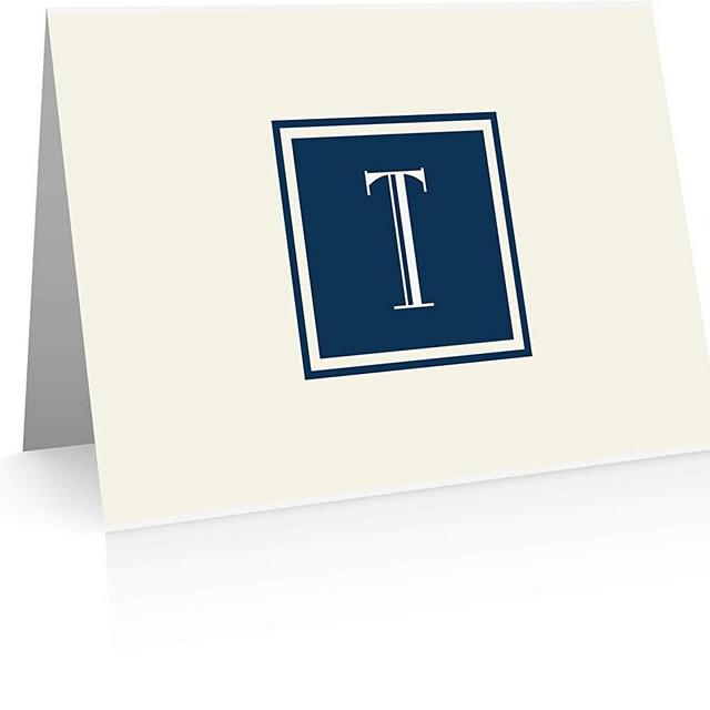 Monogram Stationery Note Cards (24 Foldover Cards and Envelopes) (T)