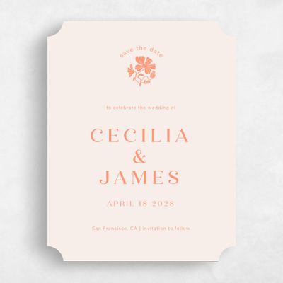 Beige Ticket Wedding Save the Date - Tiburon Portrait