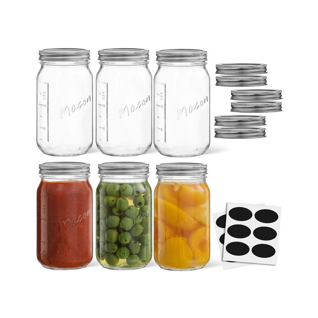 JoyJolt Wide Set of 6 Mason Jars with Airtight Lids