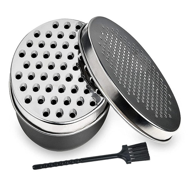 Cheese Grater Akamino Grater Lemon with Food Storage Container & Lid Grinder Grater for kitchen - Perfect For Hard Parmesan，Ginger, Vegetables, Butter (Black)