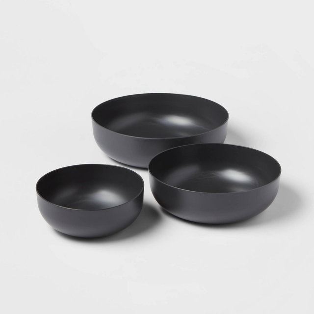 3pc Plastic Nesting Serving Bowls Gray - Made By Design™