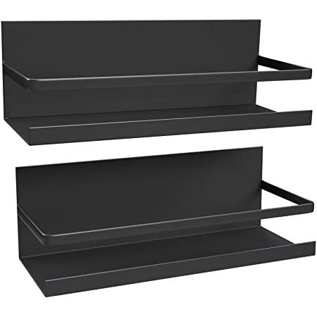 Roysili Magnetic Spice Rack Refrigerator Spice Rack Single Tier Fridge Spice Rack Magnetic Shelf Space Saving Black 2 Pack
