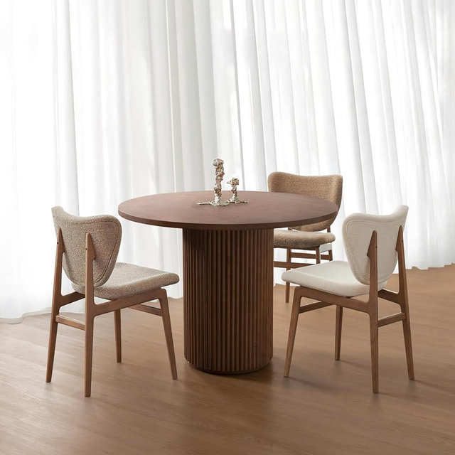 SIMTONAL Round Wood Dining Table Modern Pedestal Kitchen Table Walnut, 35''L x 35''W x 29.9''H(Only Table)