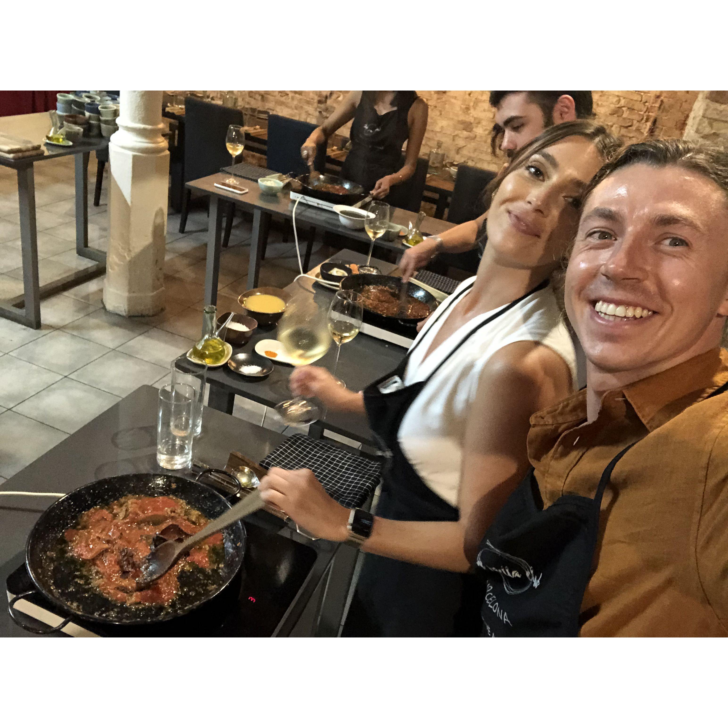Paella making in Barcelona