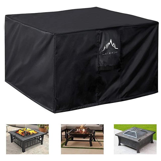 Himal Outdoors Fire Pit Cover - Heavy Duty Waterproof 600D Polyster with Thick PVC Coating, Square Fire Pit Cover, Waterproof, 36 Inch, Black