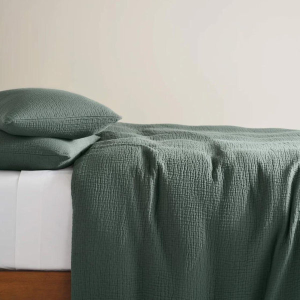 Airweave Crinkle Cotton Duvet Set Green CalKing