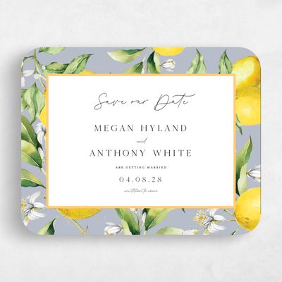 Grey Rounded Wedding Save the Date - Praga Landscape