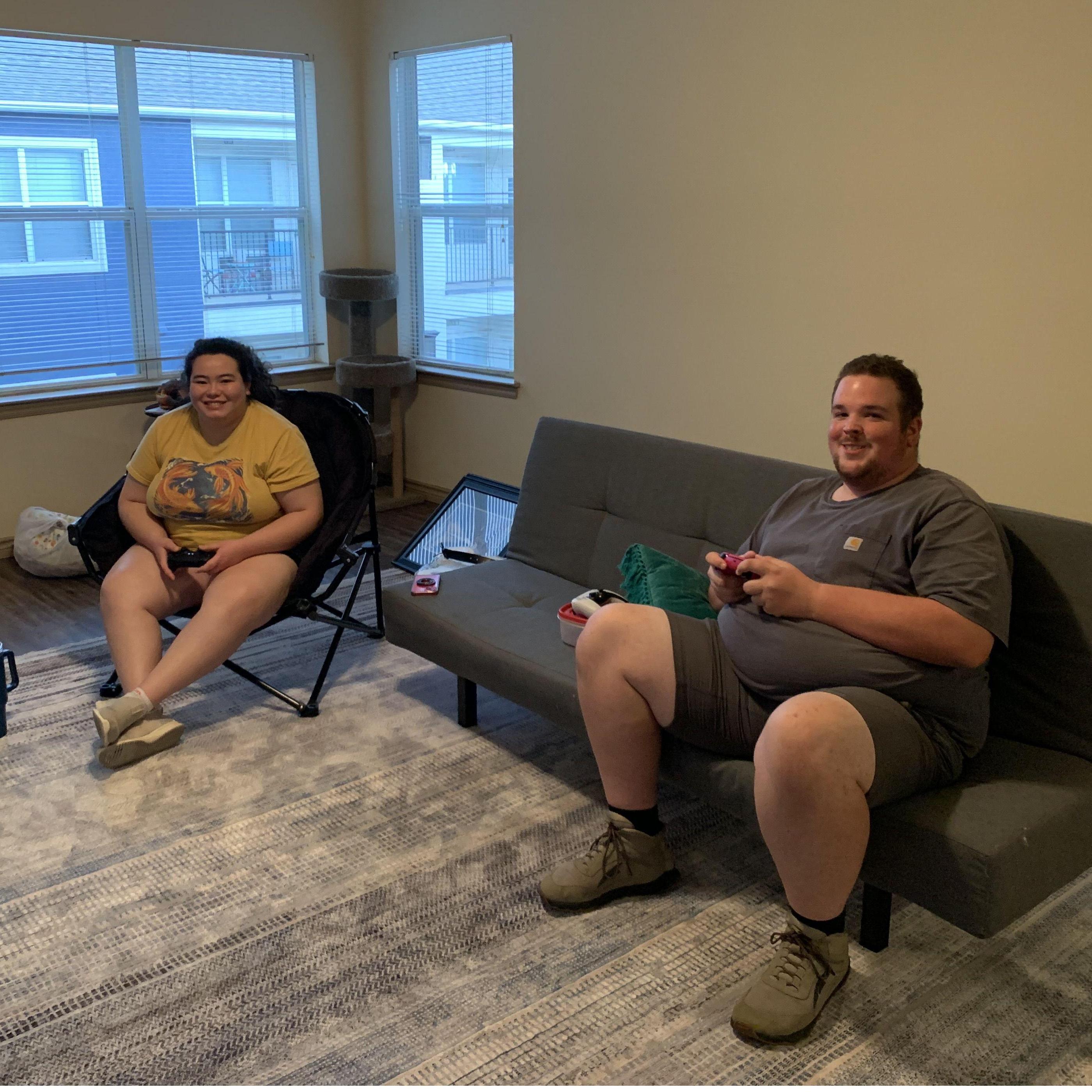 Emma and Hudson after he helped moved us into our first apartment together.