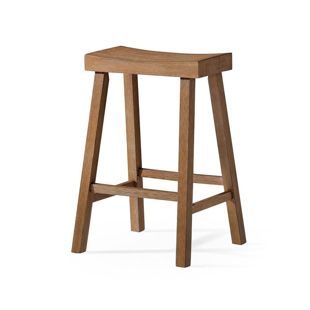 Maven Lane Kitchen Bar Stool, Modern Farmhouse Wood Counter Barstool, Kitchen Island Counterstool, Counter Height Bar Stools for Kitchen, Wide Seat Backless Bar Stools, Vincent 26" (Antiqued Natural)