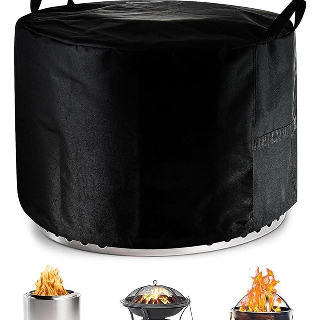 SheeChung Fire Pit Cover for Solo Stove Bonfire 22"D x 16"H Outdoor Smokeless Firepit-Round Waterproof 600D Polyester Shelter,Air Vents,Anti-UV&Tear Resistant-Fits 19-22 inch Gas Fire Pits/Table Black