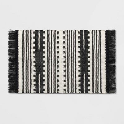 2'X3' Sylviidae Stripe Woven Accent Rug Black - Opalhouse™