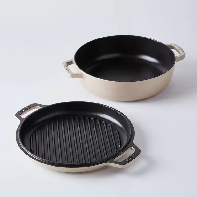 Food52 x Staub Cast-Iron 2-in-1 Grill Pan & Cocotte, 3.4QT