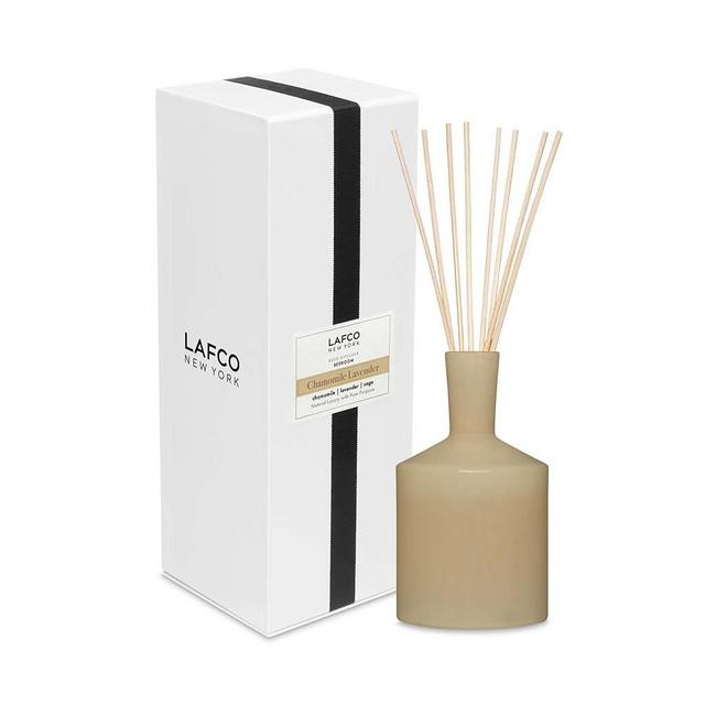 LAFCO New York Classic Reed Diffuser, Chamomile Lavender - 6 oz - Up to 3 Months Fragrance Life - Reusable, Hand Blown Glass Vessel - Natural Wood Reeds - Made in The USA