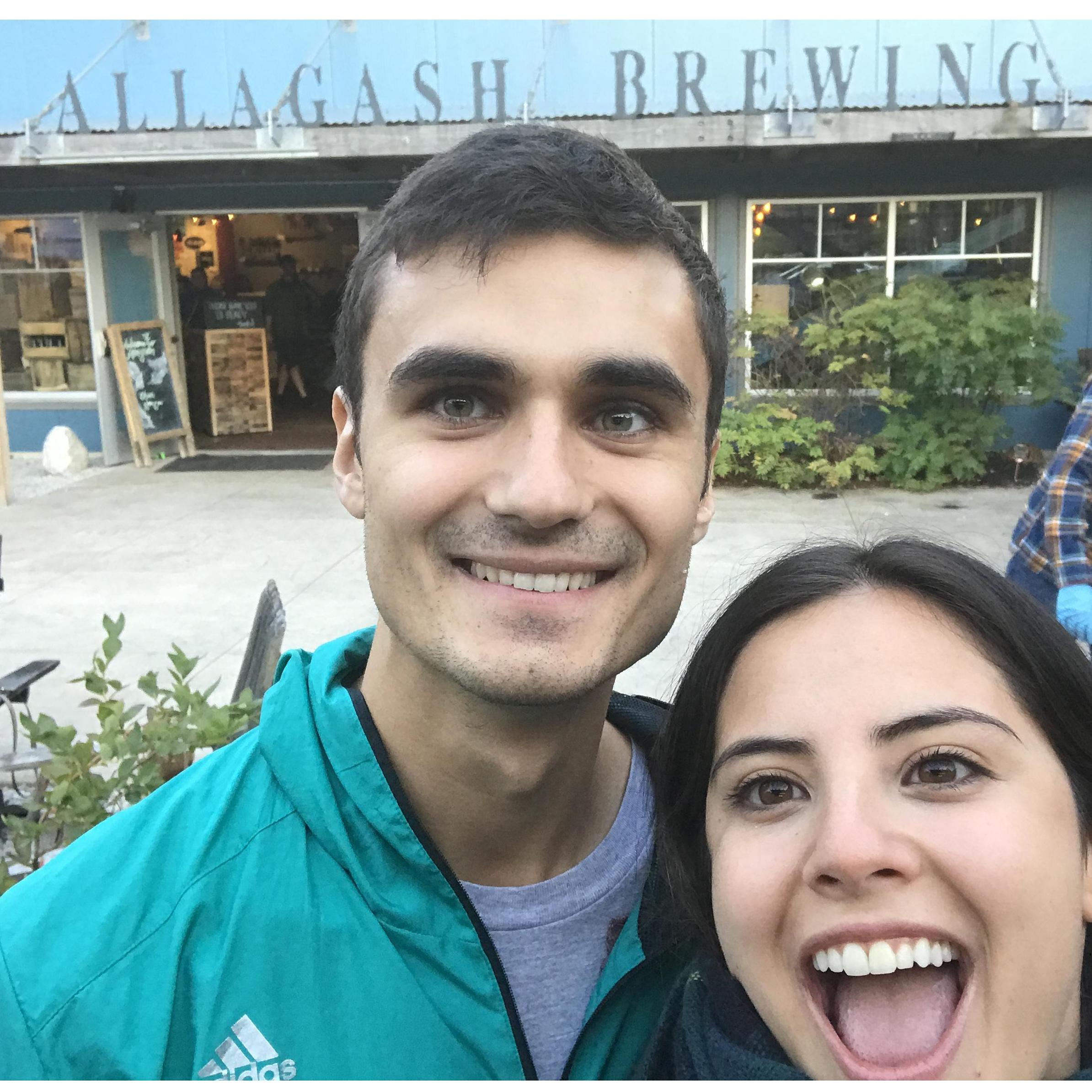 Our first trip together--visiting Portland, Maine and the brewery of the beer we drank on our first date!