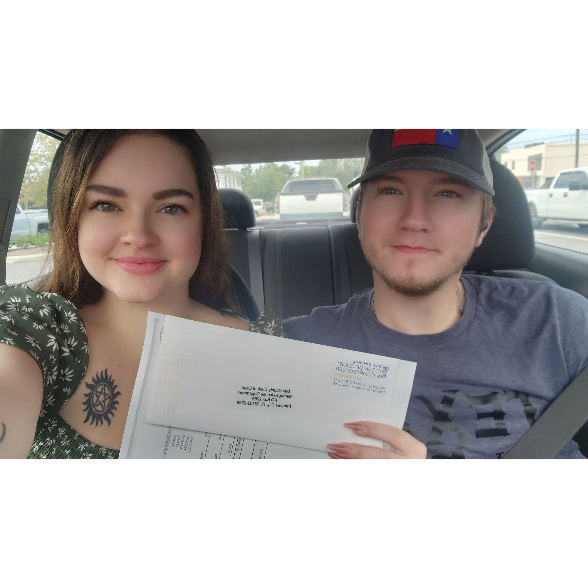 The day we got our marriage license <3