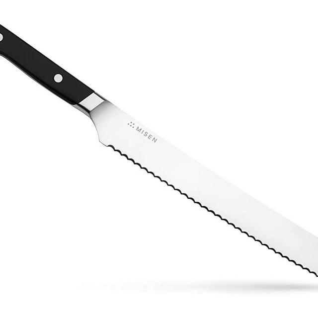 Misen Serrated Bread Knife - 9.5 Inch Bread Cutter - High Carbon Steel Serrated Kitchen Knives, Black