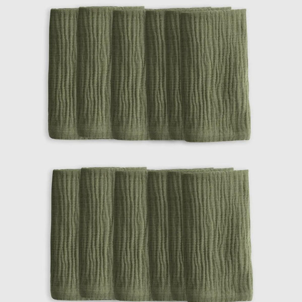 Organic Airy Gauze Napkins - Olive