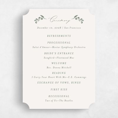 Beige Ticket Wedding Program - Fenwick
