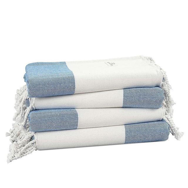 LANE LINEN Beach Towel 4 Pack, 100% Cotton Oversized Beach Towels for Adults, Lightweight Travel Beach Towels, Pre-Washed for Soft Hand Feel, Quick Dry Beach Towels, 39"x71" - Placid Blue