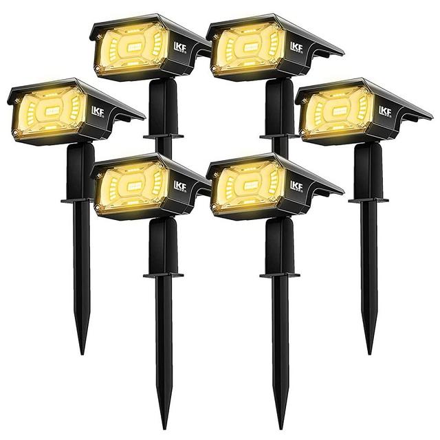 LKF Solar Spotlights Outdoor, USB & Solar Powered Landscape Spotlights, IP65 Waterproof Wall Lights Auto On/Off, 40LEDs Garden Lights for Yard Backyard Walkway Driveway Patio, 6 Pack
