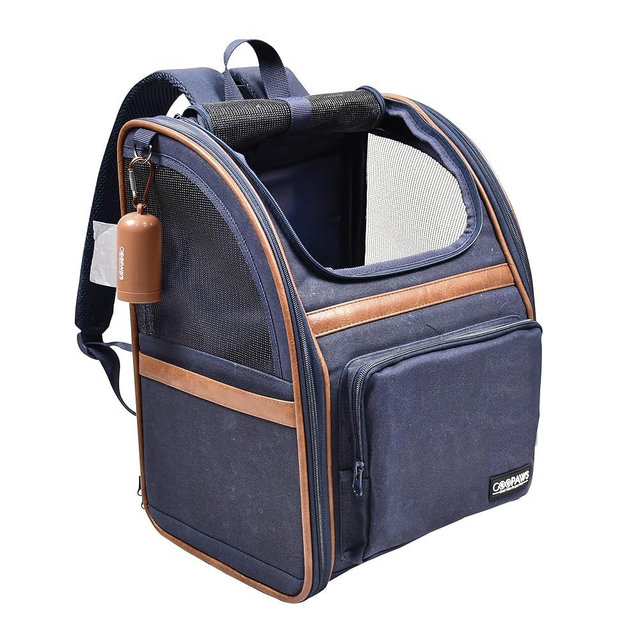 JESPET & GOOPAWS Pet Carrier Backpack for Dogs and Cats, Collapsible with Breathable Mesh Dog Backpack, for Hiking Travel Camping Outdoor Hold Pets Up to 25 Lbs (Navy Blue)