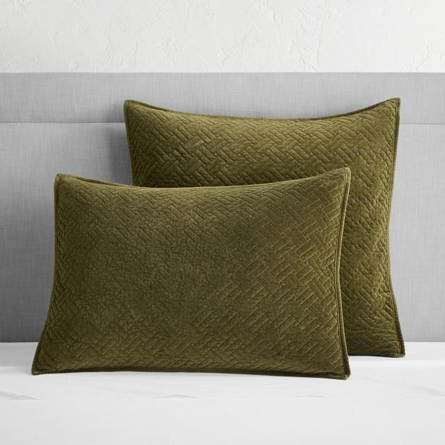 Heritage Lattice Embroidered Velvet Coverlet and Shams