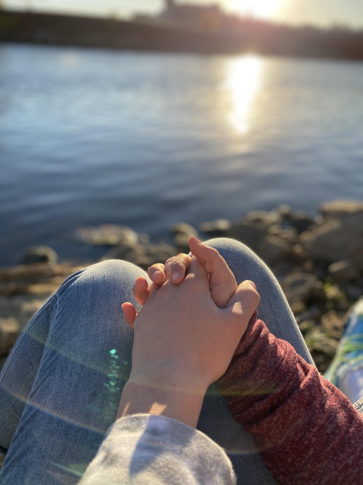 Holding hands on one of our first dates