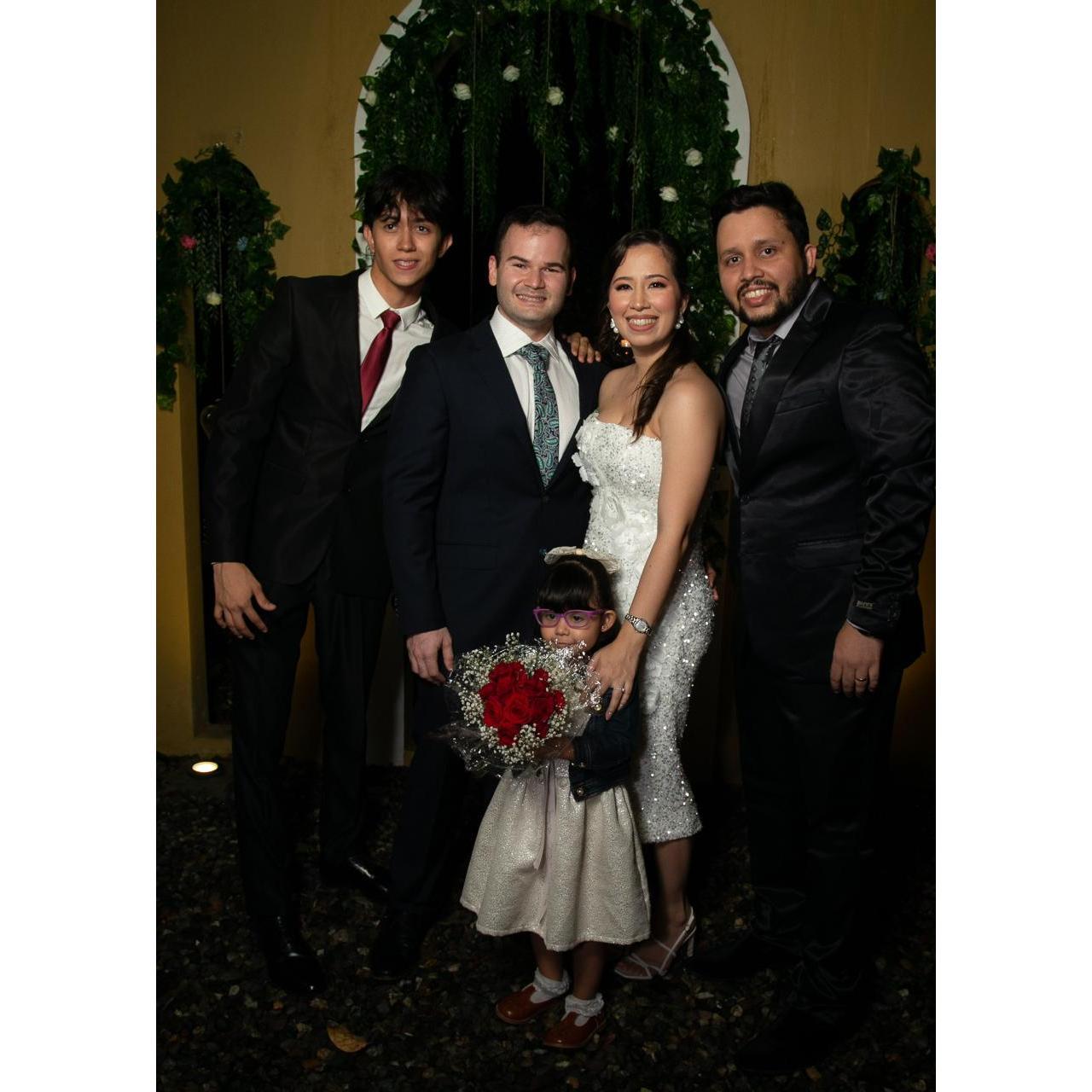 Two of three of Jackie's brothers and her beautiful baby niece and flower girl, Lauren Marie!! Missing Jackie's oldest brother!