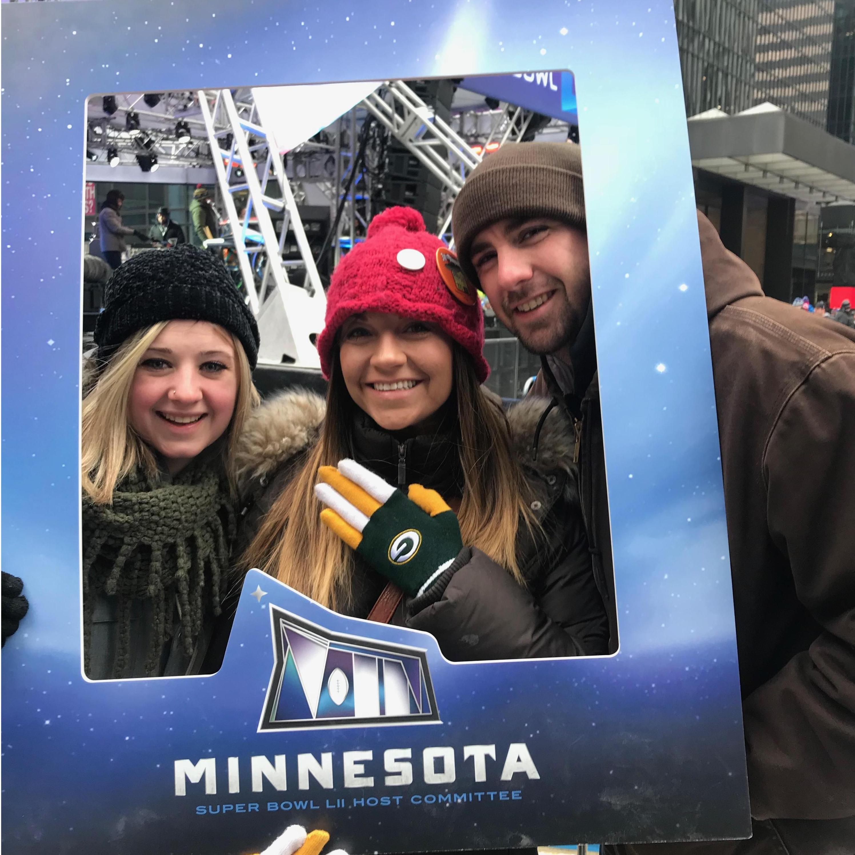 The Super Bowl came to Minneapolis and we did not miss out on the festivities which were blocks from our house. This is Vivian's old co-worker Micheala aka Mike.