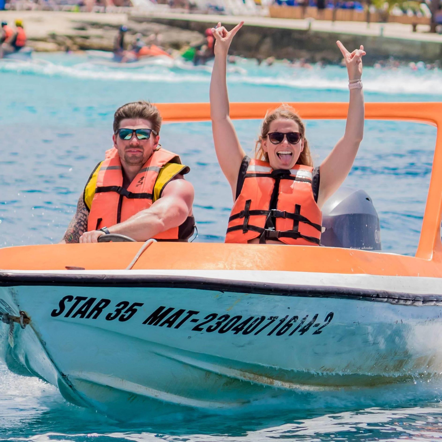 Speed boating off the coast of Mexico