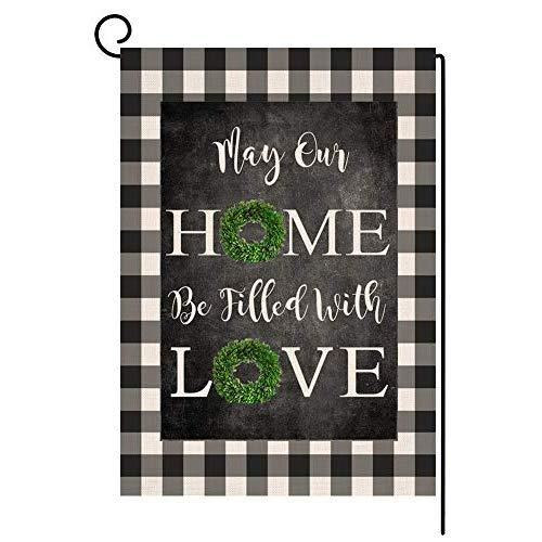 Spring Boxwood Home Love Small Garden Flag Quote Vertical Double Sided Burlap Yard Outdoor Decor 12.5 x 18 Inches (142769)