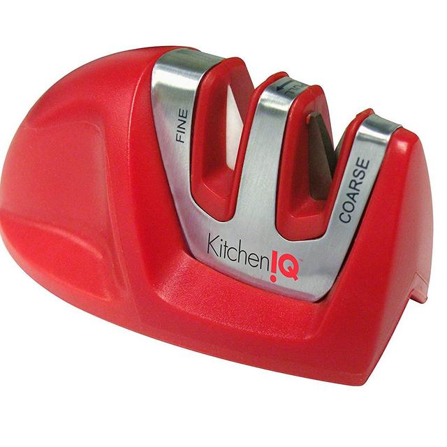 Kitchen IQ 50883 Edge Grip 2-Stage Knife Sharpener, Red
