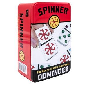 Front Porch Classics, Spinner Colored Dot Dominoes Set, On-The-Go Travel Storage Tin 2 to 8 Players Ages 8 to 99