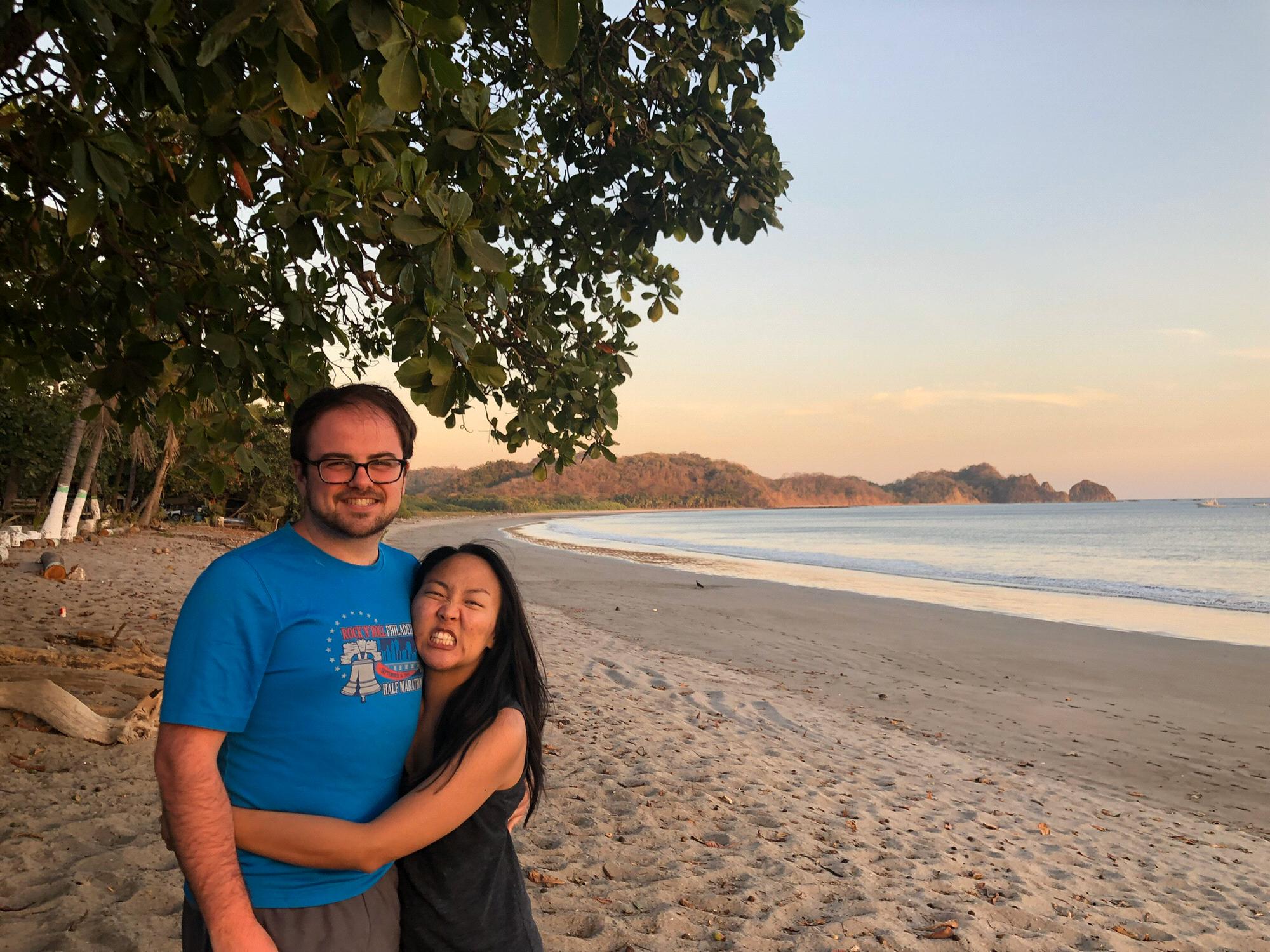 Visiting Michael's high school friend, Aaron, in Costa Rica, despite the face, we are both ecstatic! March, 2019.