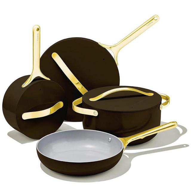Caraway Nonstick Ceramic Cookware Set (12 Piece) Pots, Pans, Lids and Kitchen Storage - Non Toxic, PTFE & PFOA Free - Oven Safe & Compatible with All Stovetops (Gas, Electric & Induction) - Black