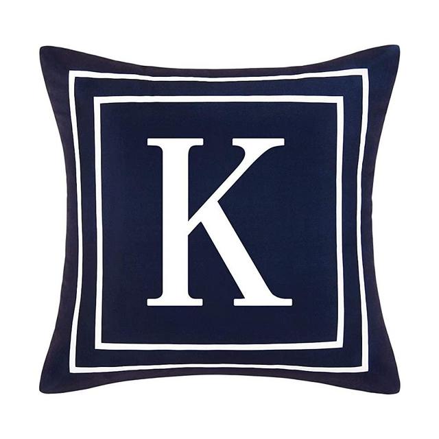 Fascidorm Blue Pillow Cover English Alphabet K Throw Pillow Case Modern Cushion Cover Square Pillowcase Decoration for Sofa Bed Chair Car, Dark Blue, 18 x 18 Inch