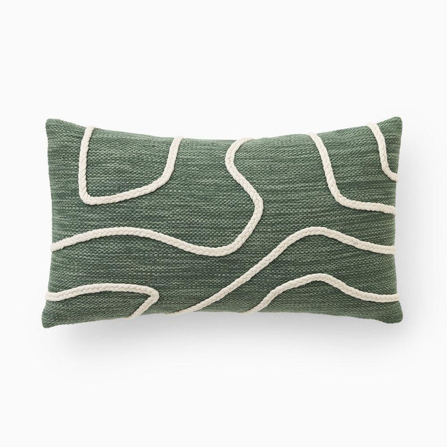 Outdoor Abstract Roping Pillow, 12x21, Fern Green