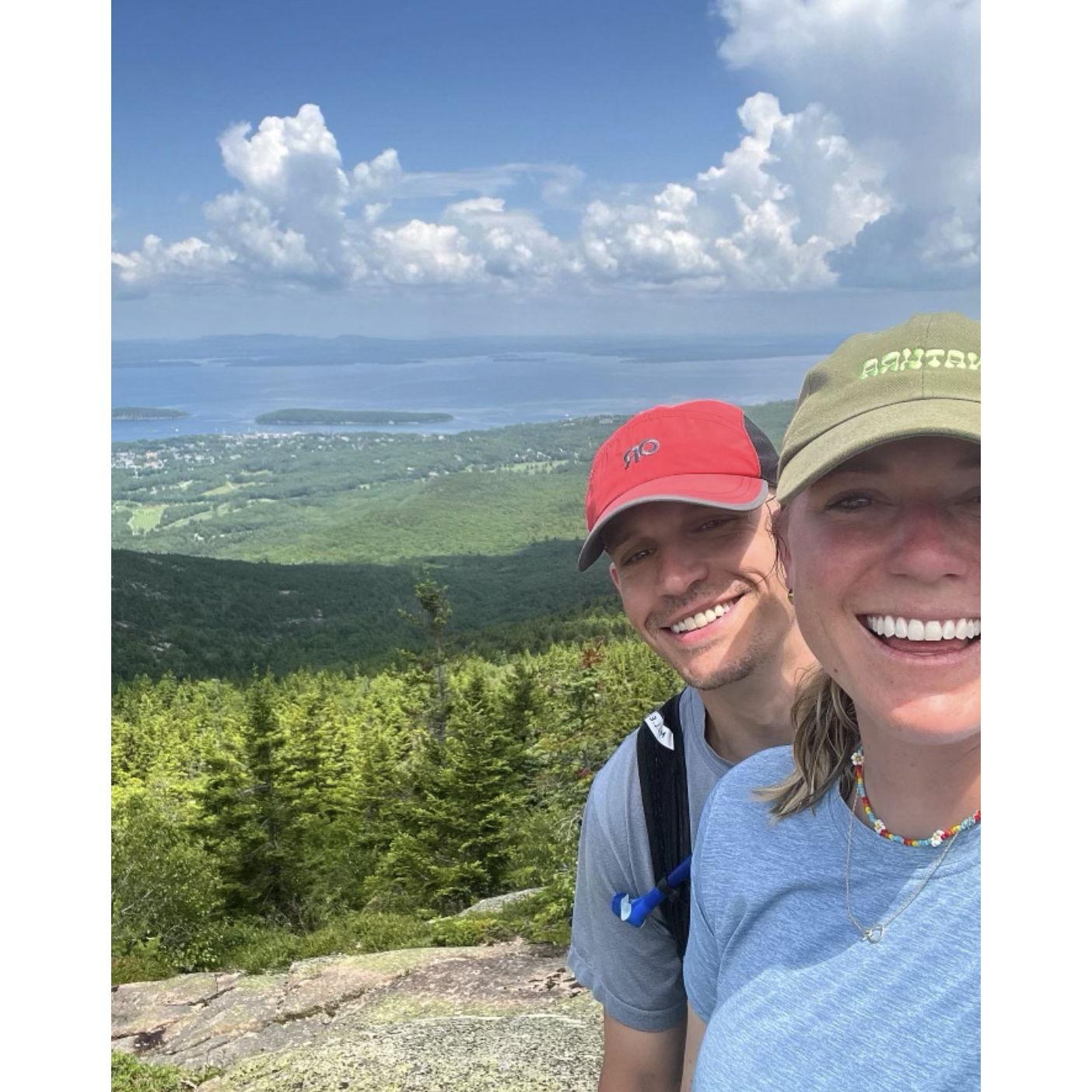 At the top of Cadillac Mountain in Acadia National Park