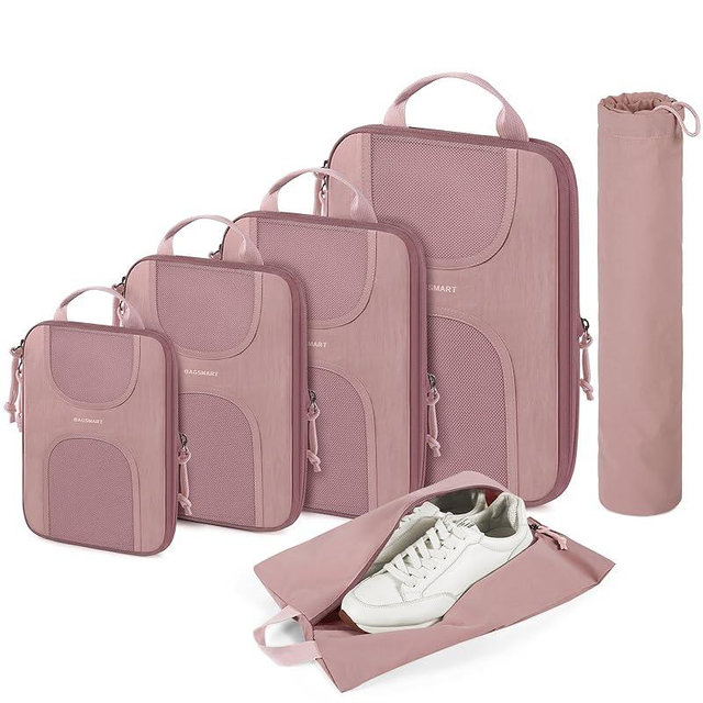 Compression Packing Cubes for Travel, BAGSMART 6 Set Packing Cubes for Suitcases, Lightweight Suitcases Organizers Bag Set & Compression Travel Cubes, Travel Essentials Packing Organizers