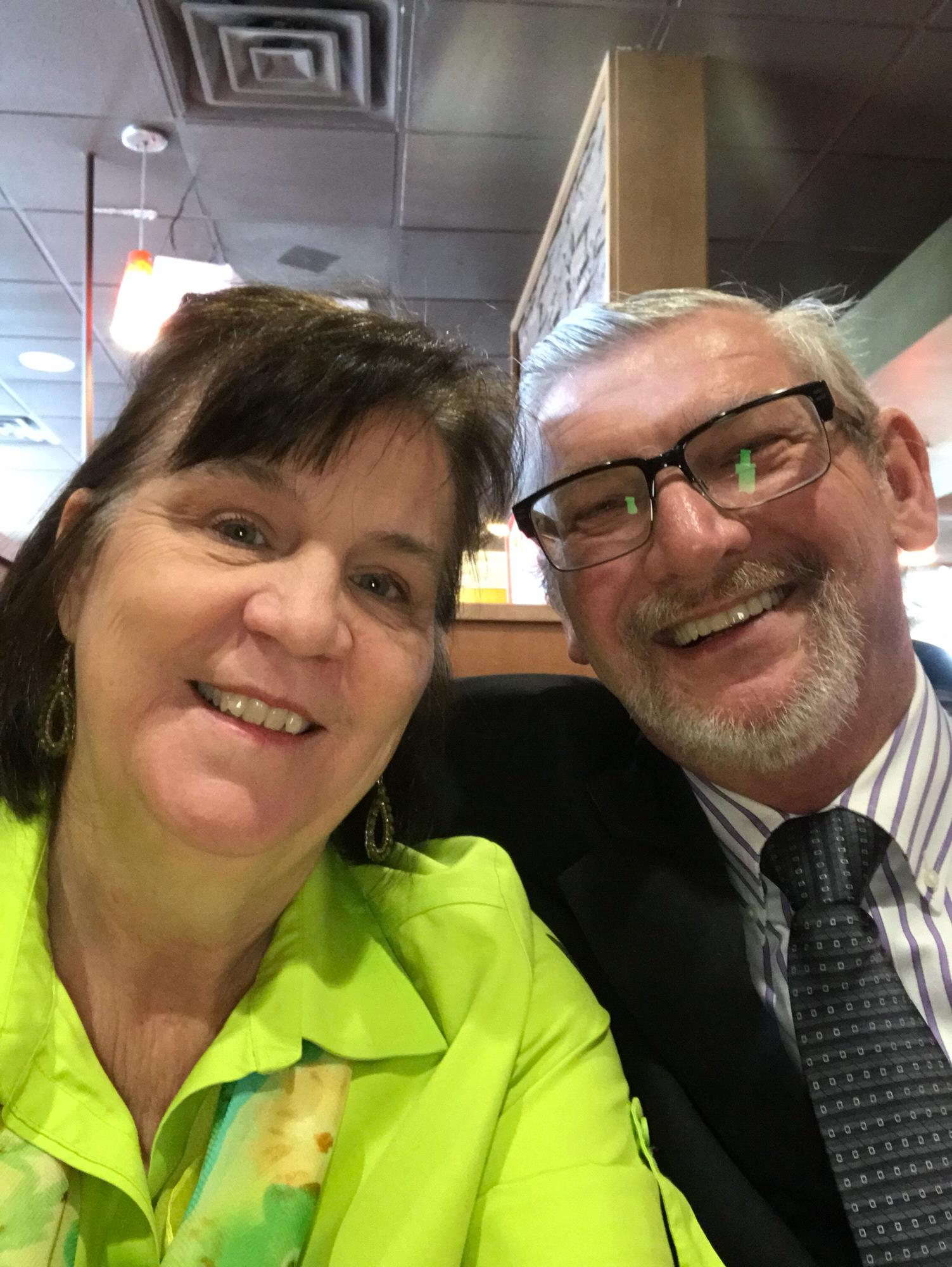 Our first time going to church together and we are at Denny's for late breakfast 2018