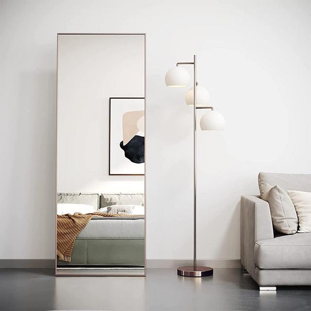 BOJOY Full Length Mirror, Floor Standing Mirror,Wall Mirror Full Length, Full Body Mirror, Floor Mirror Full Length, Multi-Purpose Hanging Standing or Leaning, for Vanity/Bedroom (62" x 20"Rose Gold)