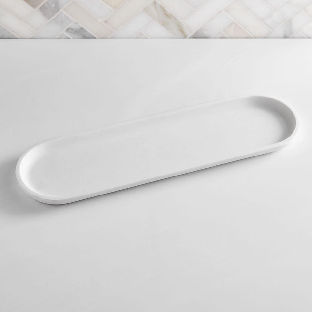 Modern Resin Stone Narrow Tray, White