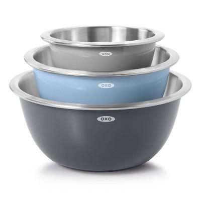 OXO 3pc Insulated Stainless Steel Mixing Bowl Set - Gray